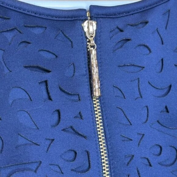 NEW Lilly Pulitzer Pearl Laser Cut Scuba Dress Navy Size S Resort Cocktail - Picture 4 of 11